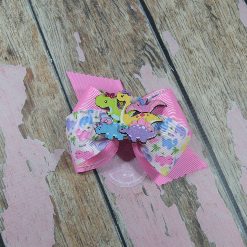 Dragonfly Bow - Pink Dinos