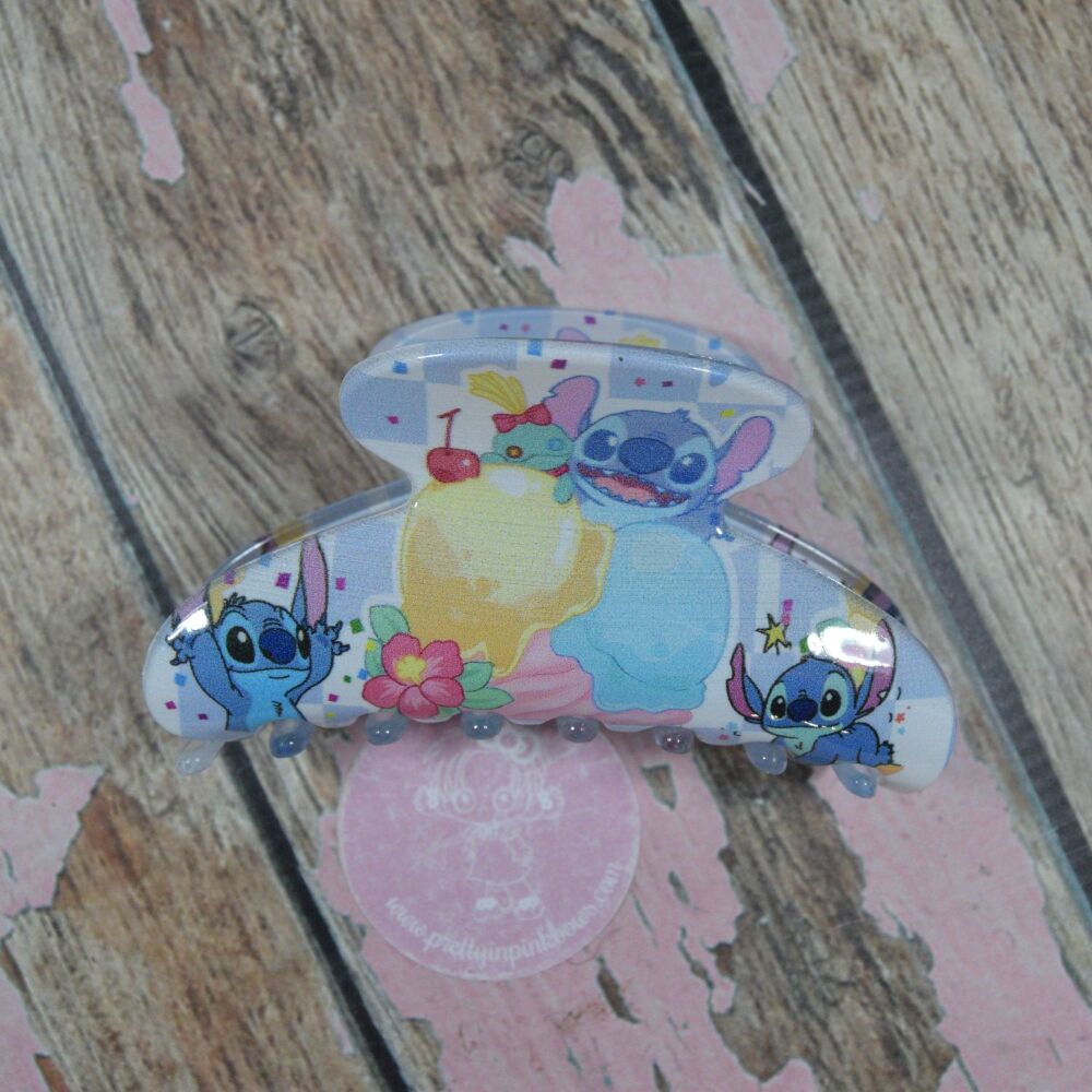 Lucy Claw Clips - Stich blue and white chequer board