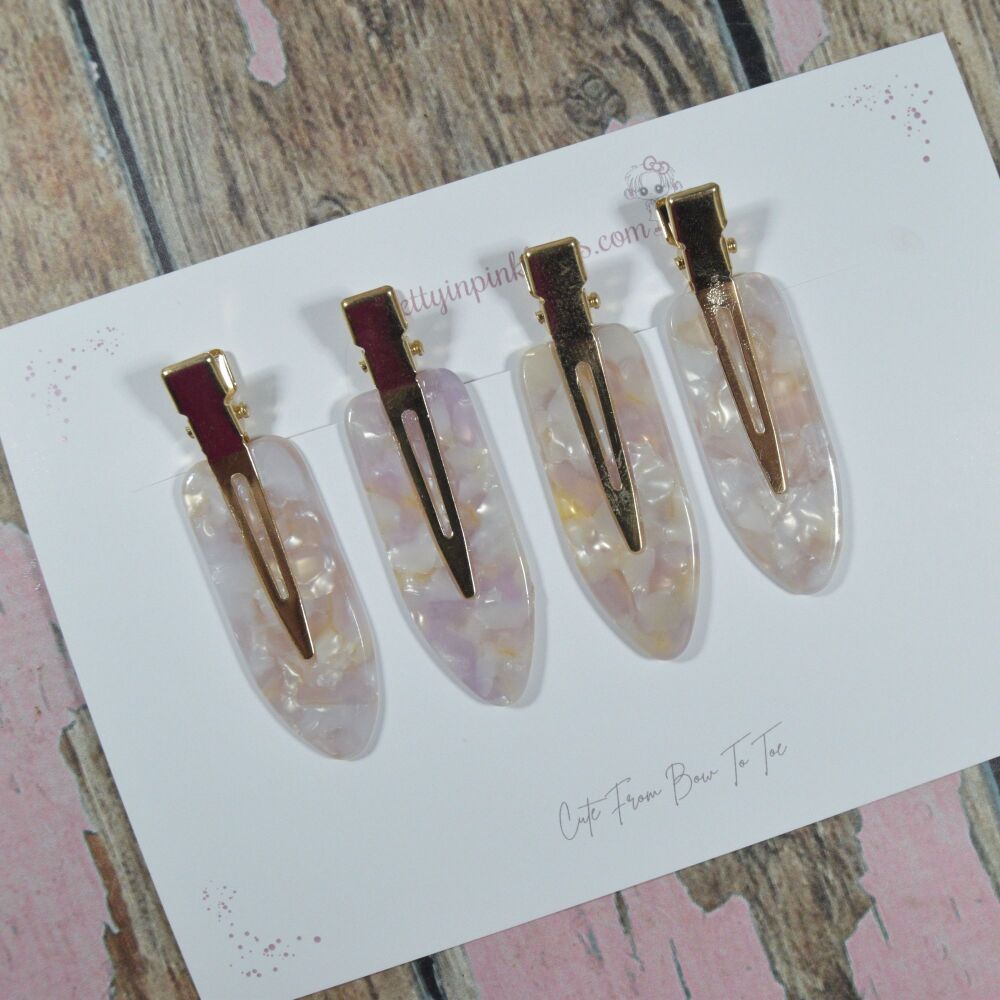 Fringe Clippies - Ice pink marble