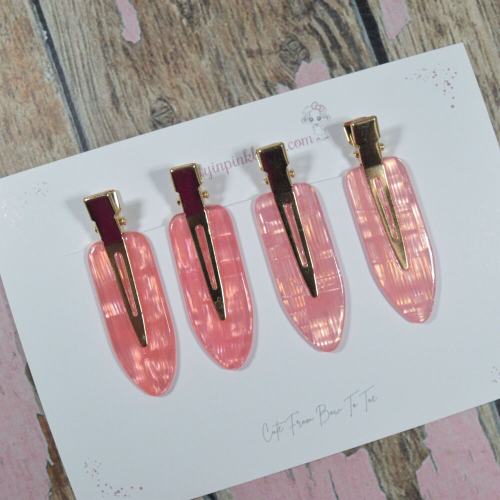 Fringe Clippies - Peach pearled stripes