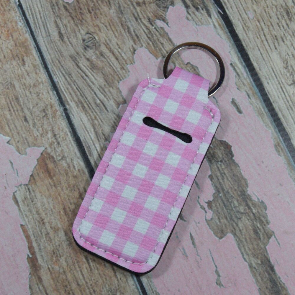 Lip Balm Keyring - Pink Check