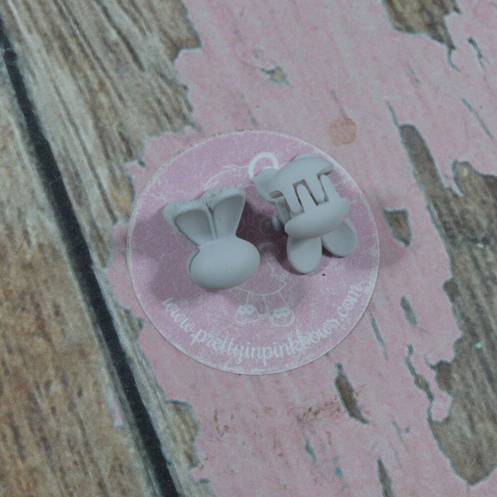 Mini Bunny Ear Claw Clips -  Grey
