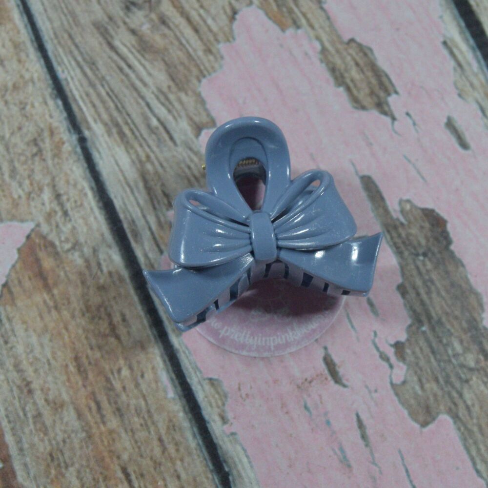 Middy Bow Claw Clip - Smoky Blue