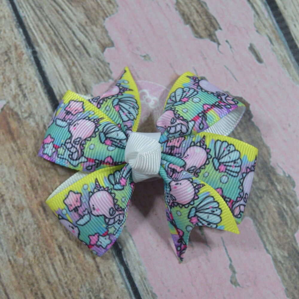 Pinwheel bow - Unicorn seahorse