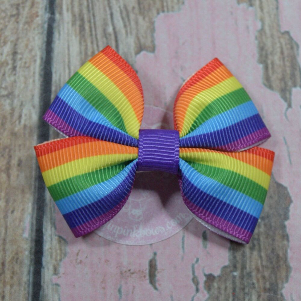 Double Minnie Bow - Rainbow stripes