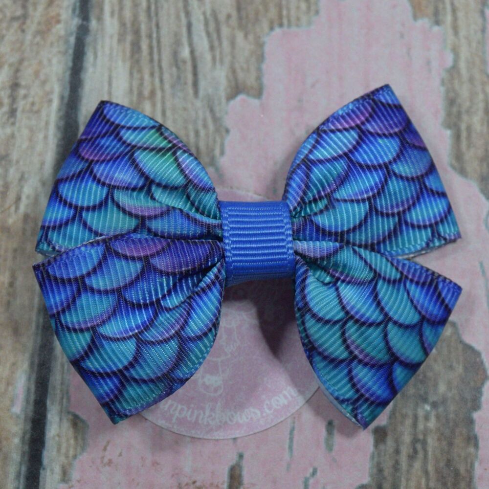 Double Minnie Bow - Blue scales