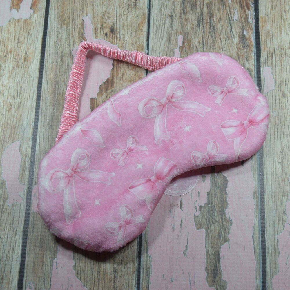 Plush Eye mask - Pink with Bows