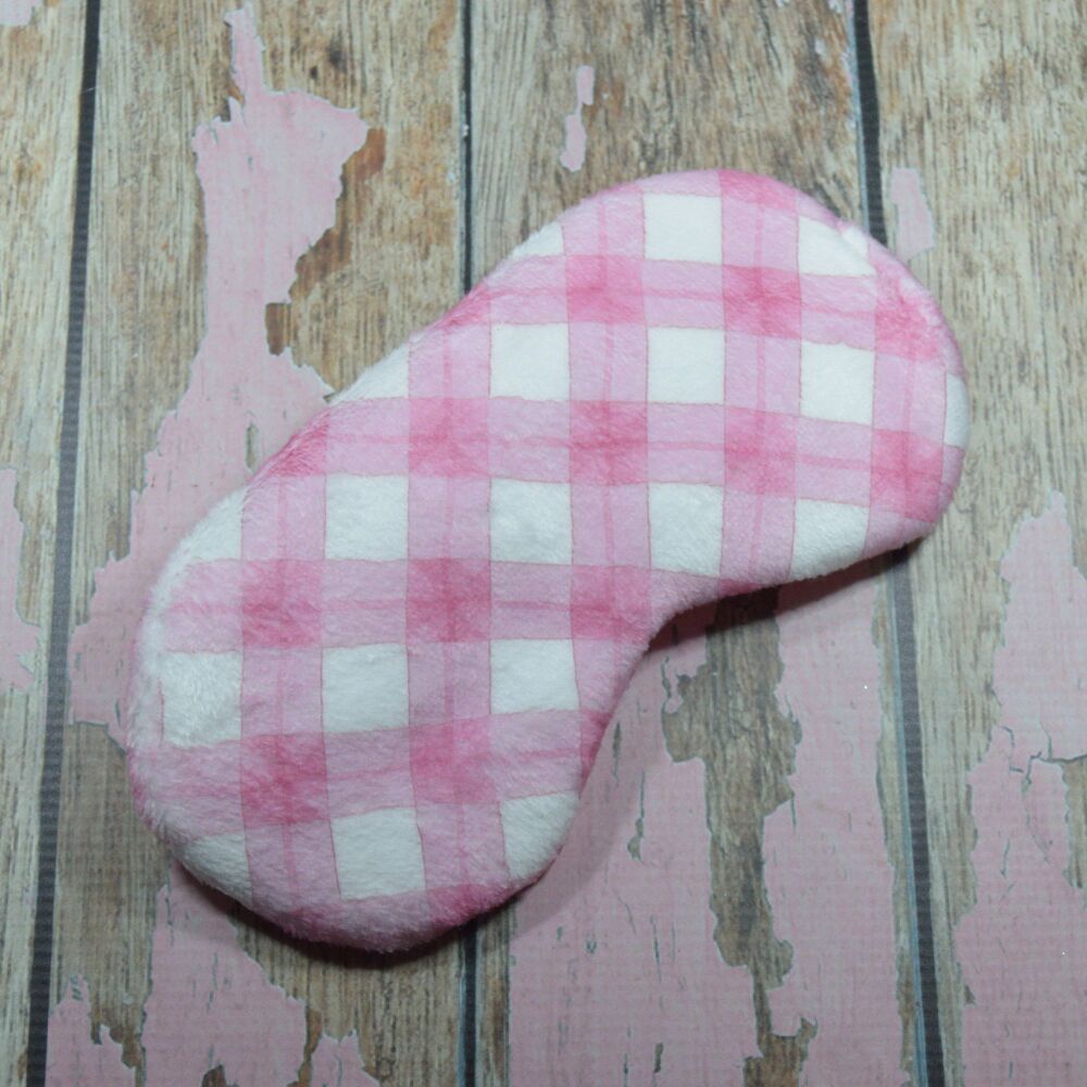 Plush Eye Mask - Pink Gingham