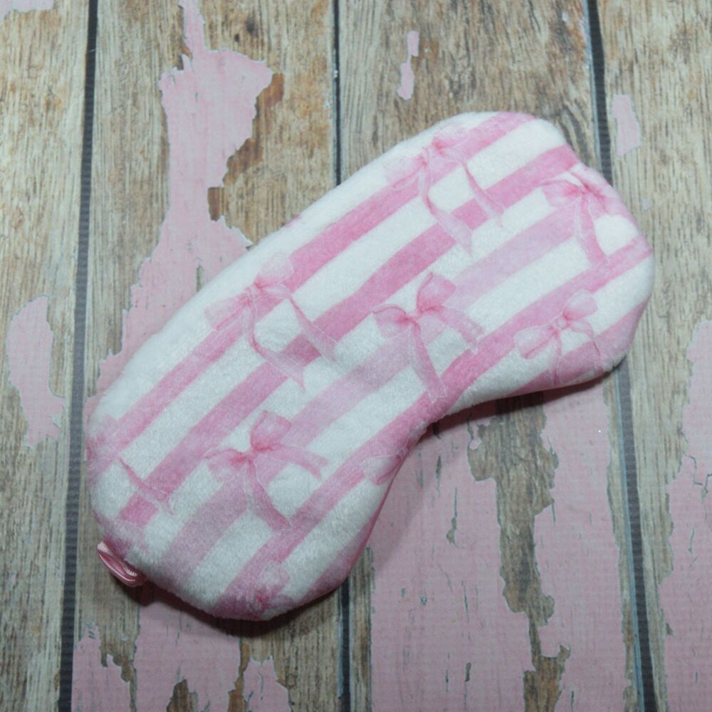 Plush Eye Mask - Pink stripes and Bows