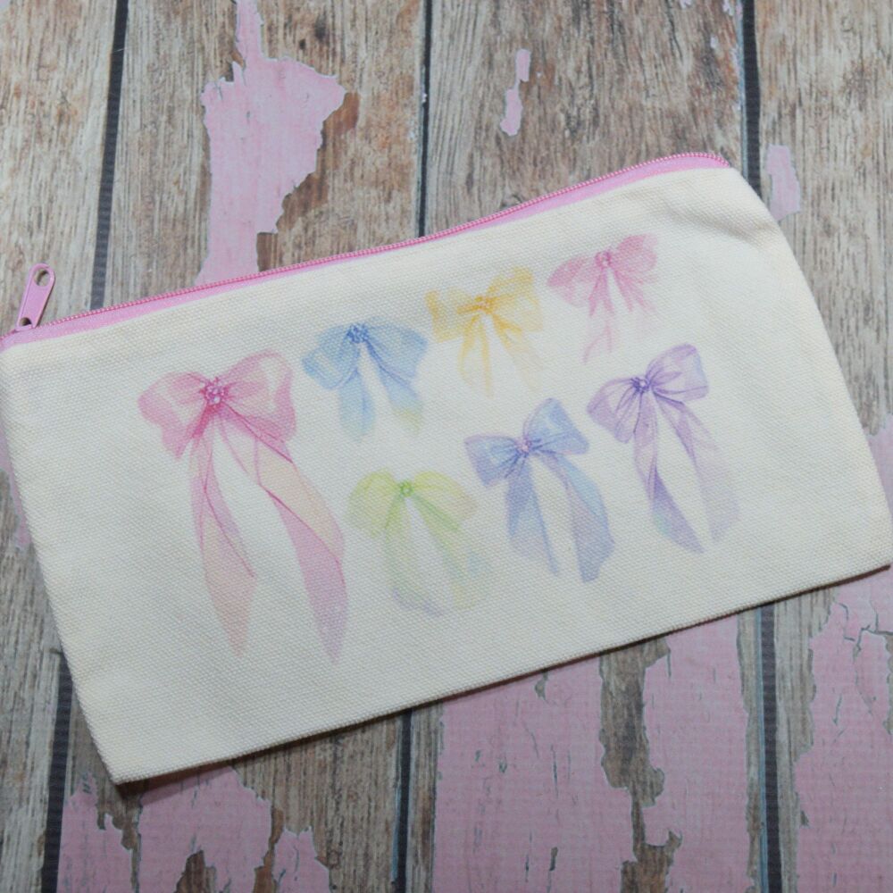 Pencil / Makeup brush Zipper bag - Pastel Bows