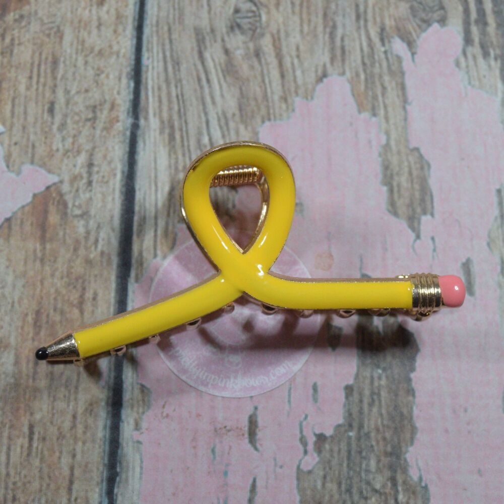 Novelty Claw Clip - Yellow Pencil