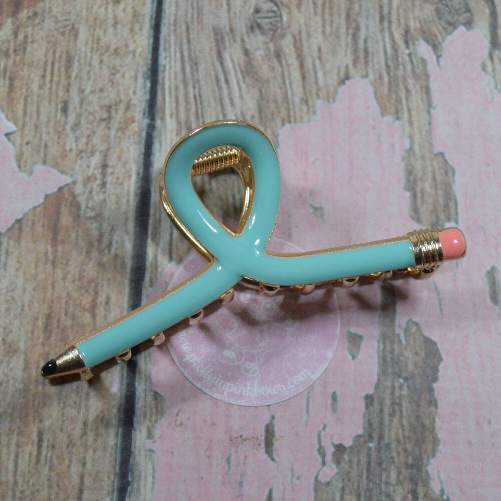 Novelty Claw Clip - Teal  Pencil