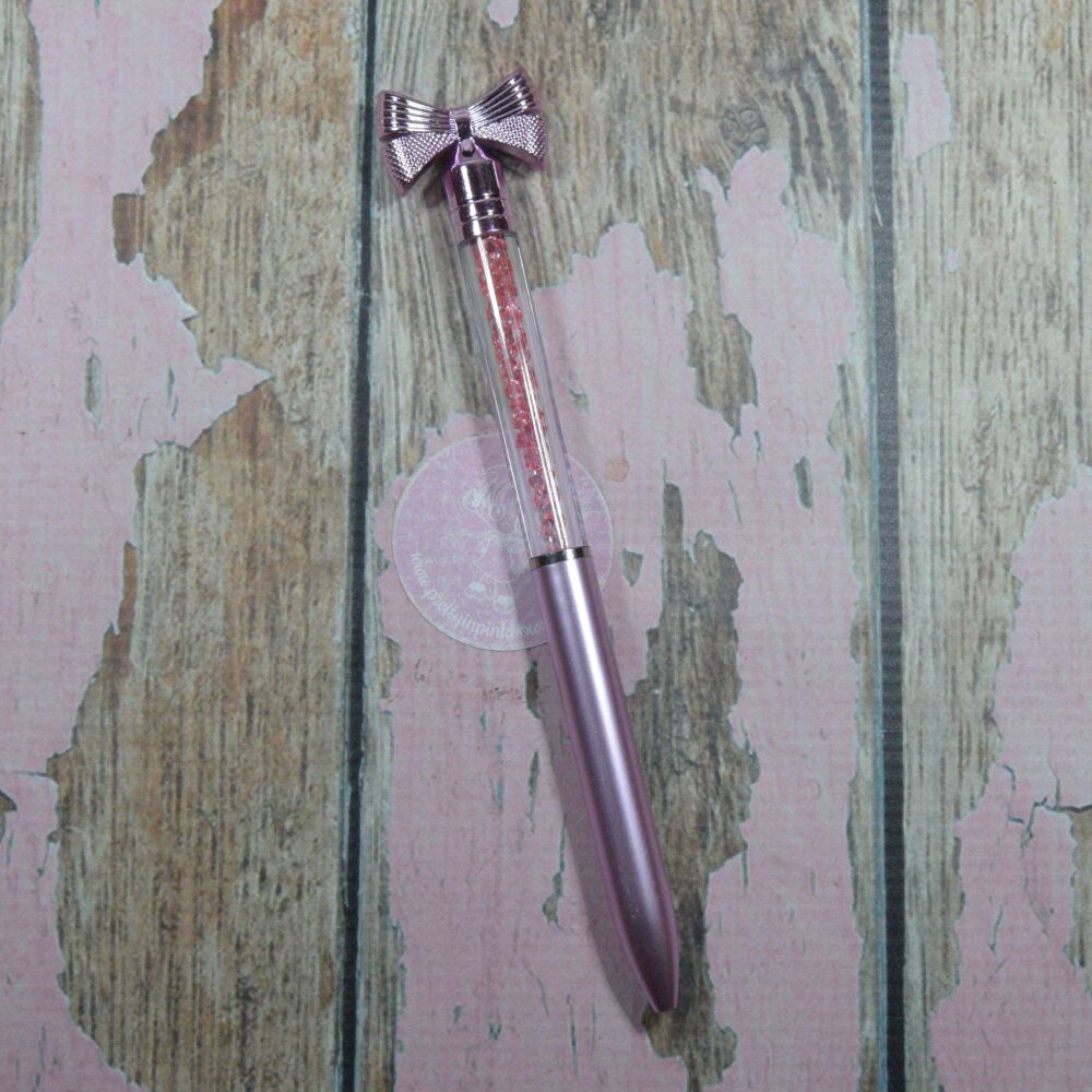 Cute Pen - Bow crystal topper pink
