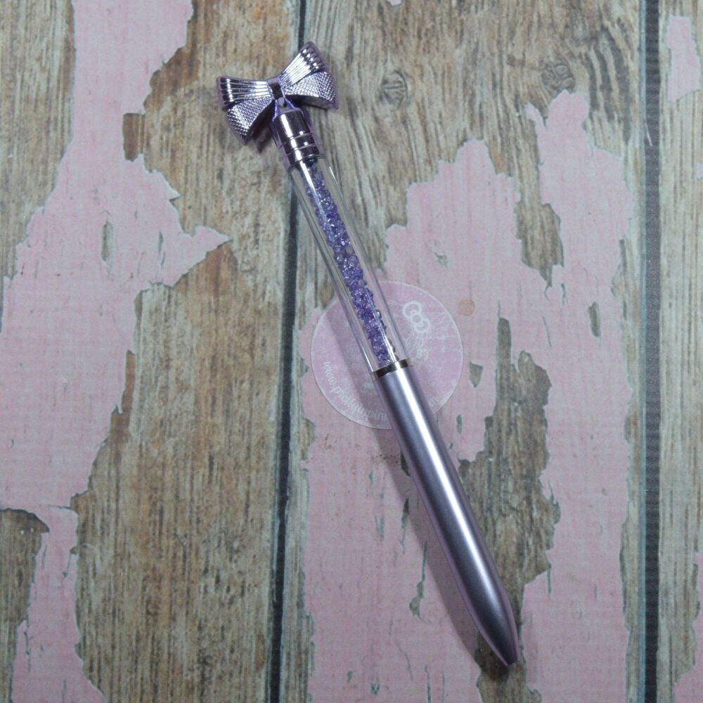 Cute Pen - Bow crystal topper Lilac