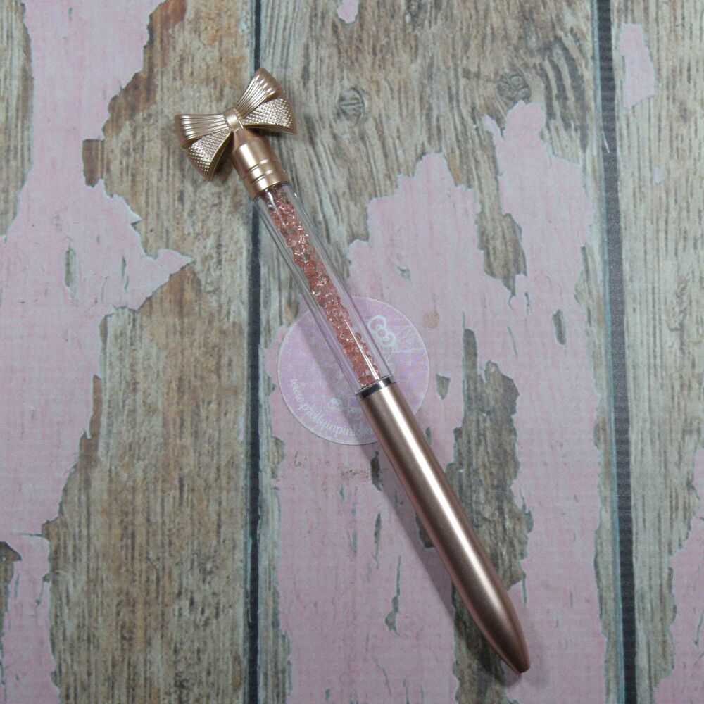 Cute Pen - Bow crystal topper Rose Gold