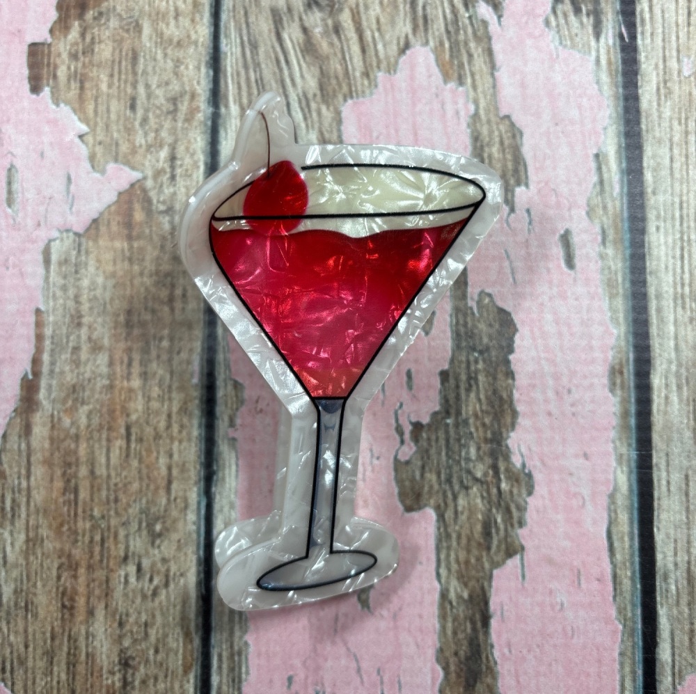 Novelty claw clip - Wine Glass