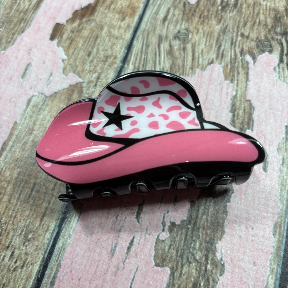 Novelty claw clip - Cowboy Hat in Pink