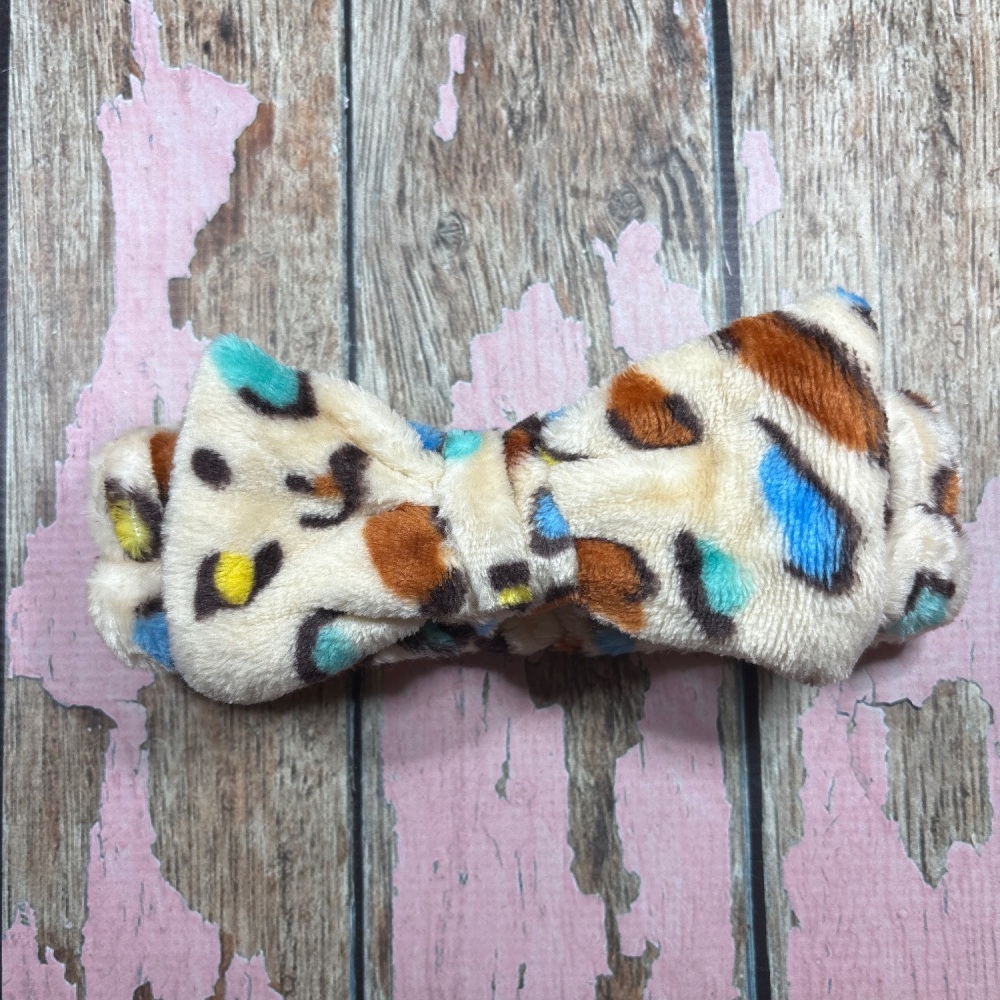 Soft Wash Bow Head Band - Coloured Leopard Print