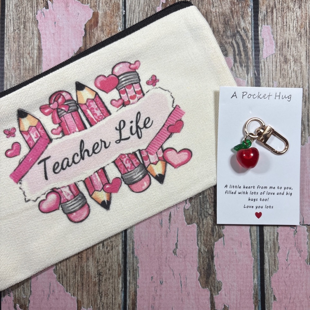 Teacher Pencil Case and pocket hug- Teacher life