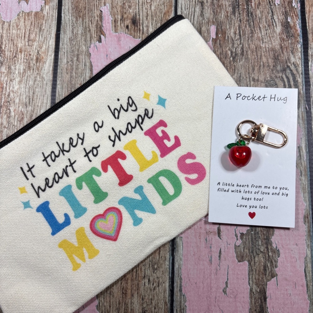 Teacher Pencil Case and pocket hug - It's takes a big heart to shape little minds
