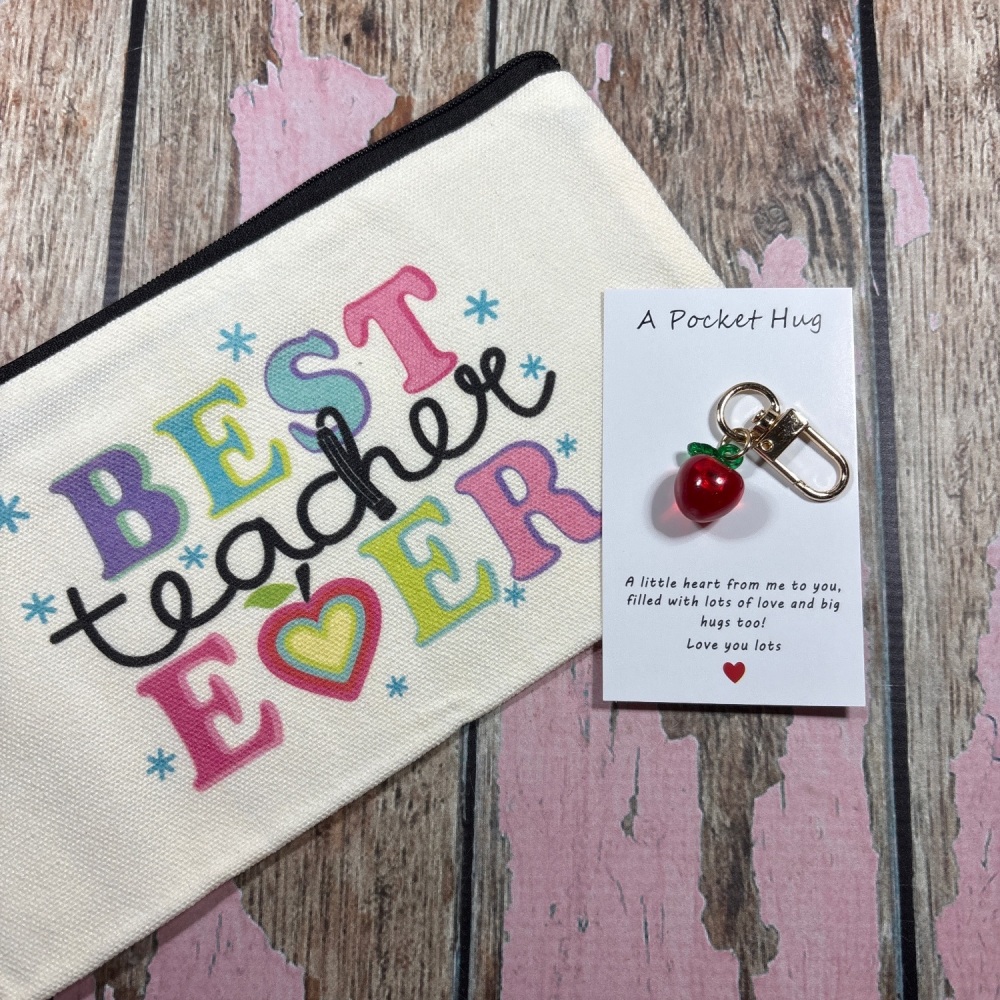 Teacher Pencil Case and pocket Hug - Best teacher ever