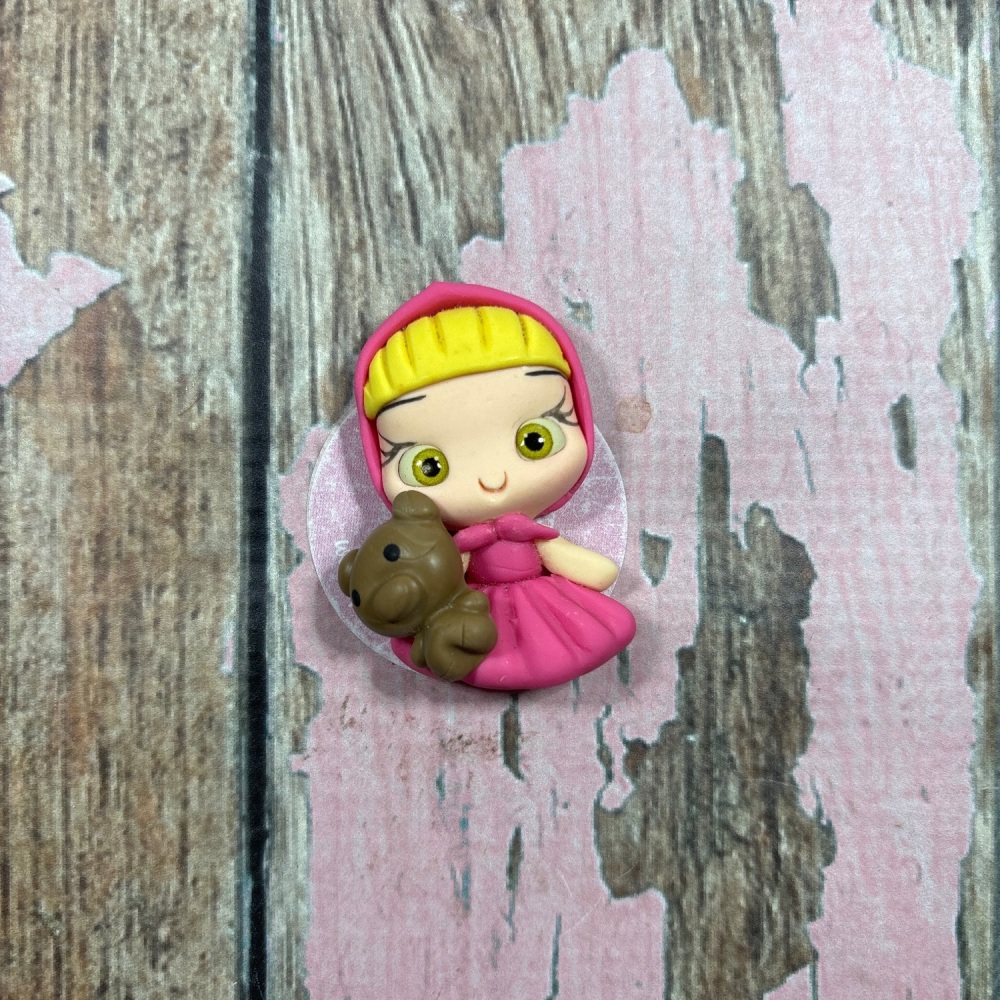 Pink dress and cape with brown teddy bear