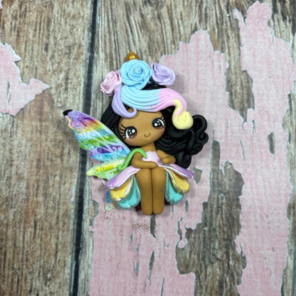 Big pastel whimsical fairy black hair