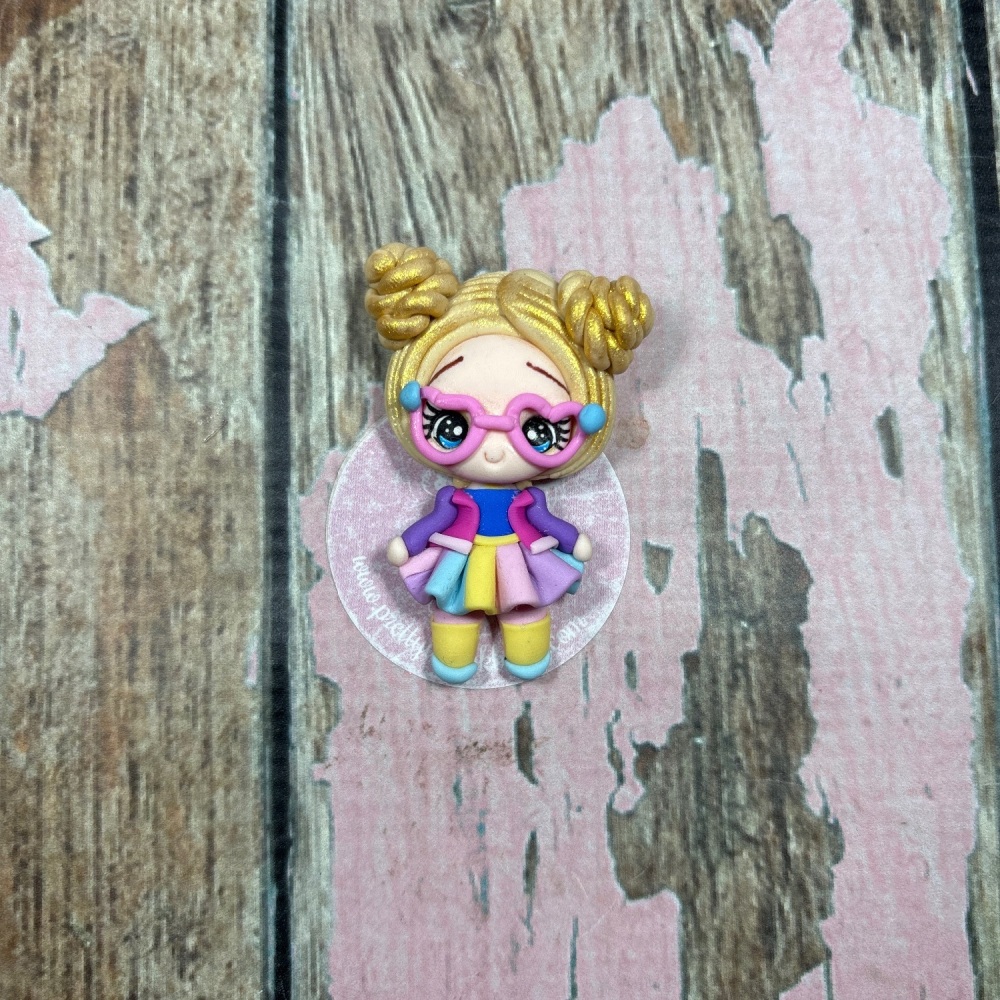 Little retro girl with glasses blonde hair