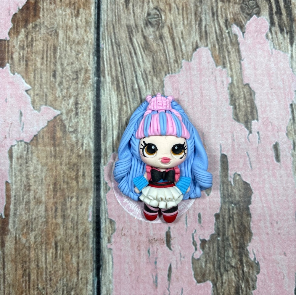 Little girl blue hair pink highlights