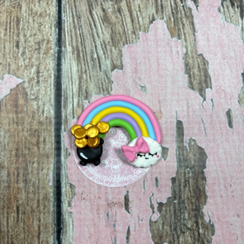 Little Rainbow Pink bow Pot of Gold