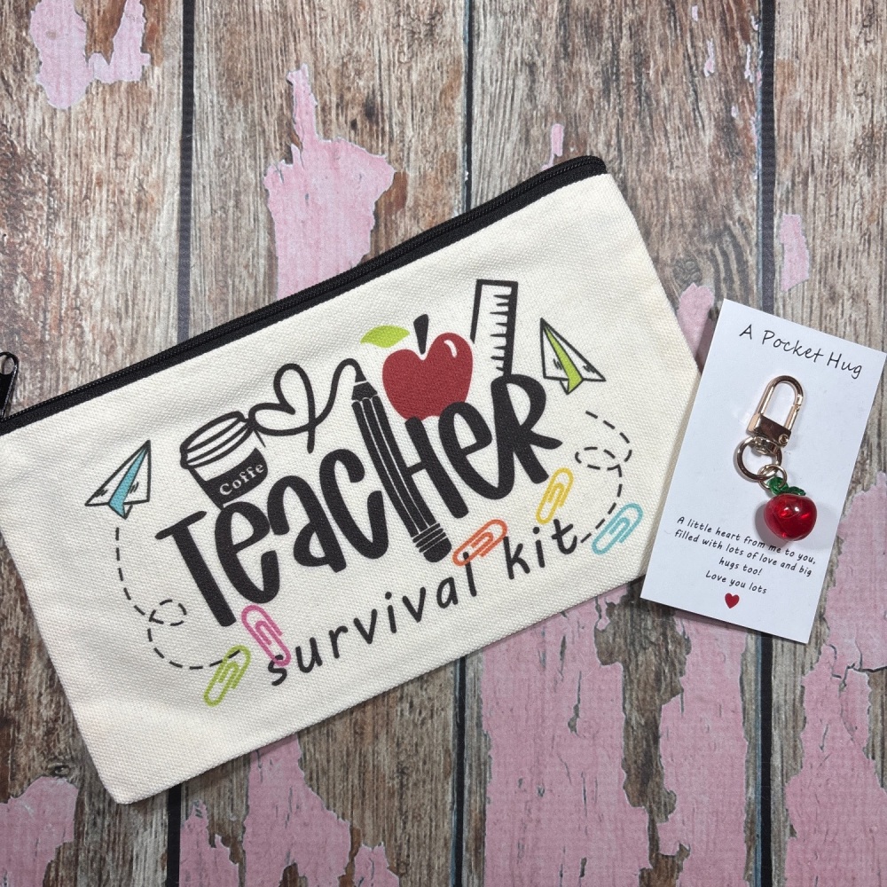 Teacher pencil case and pocket hug - Teacher Survival Kit