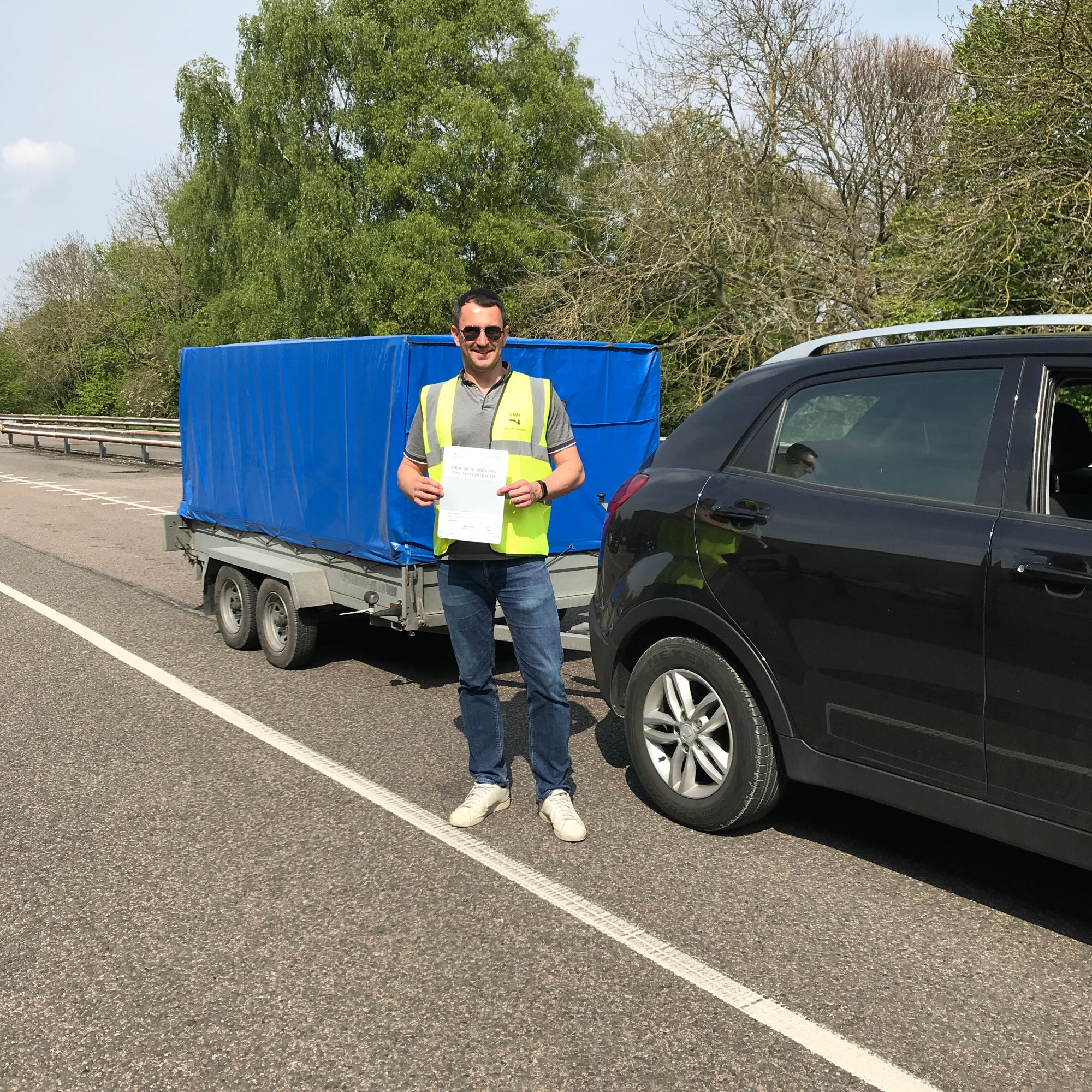 Simon who passed his BE trailer towing test in Gillingham Kent