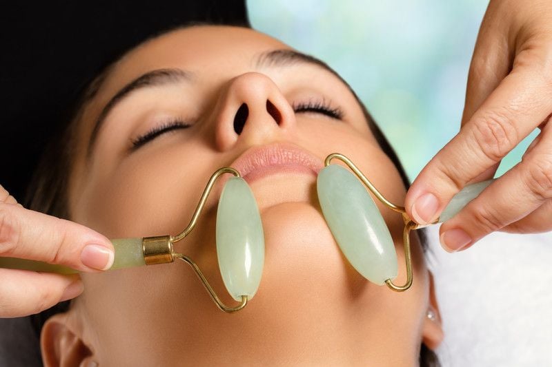 facial massage with jade rollers