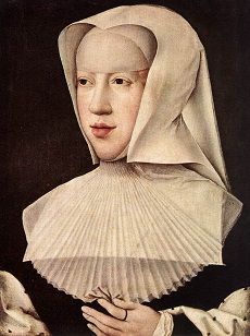 Margaret of Austria in a black dress with a white headdress