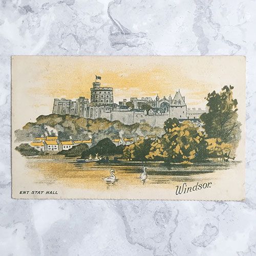 Drawing of Windsor Castle across the Thames.