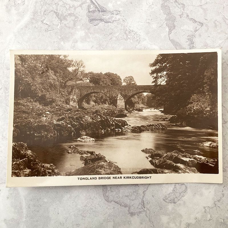 Vintage postcard showing Tongland Bridge.