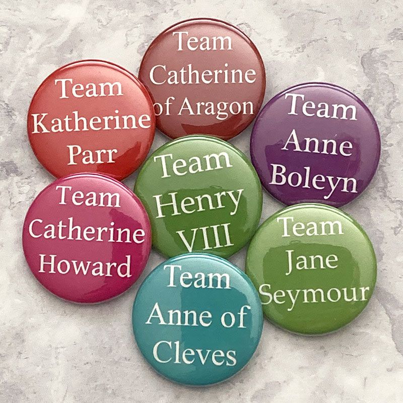 Badges for Henry VIII and his six wives.