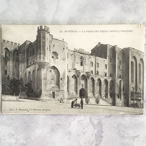 Vintage postcard showing the papal palace, Avignon
