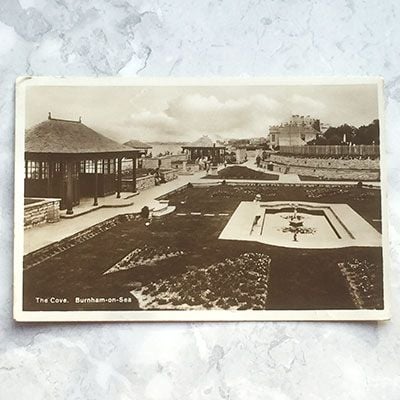 Vintage postcard with a photo of Burnham on Sea.