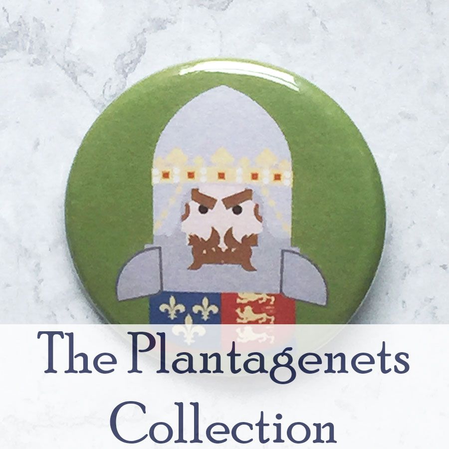 Round badge with the Black Prince and "The Plantagenet Collection" in blue text.