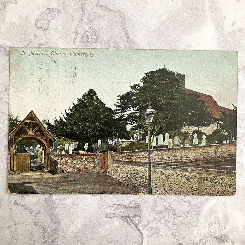 Vintage postcard showing St Martin's Church, Canterbury