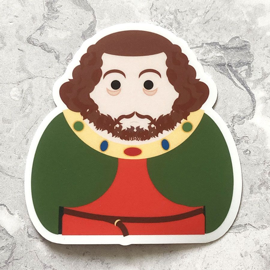 A vinyl sticker of King John.