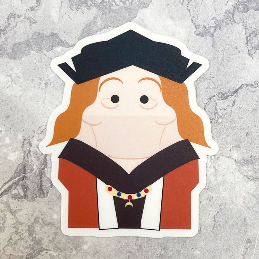 A sticker depicting King Henry VII.