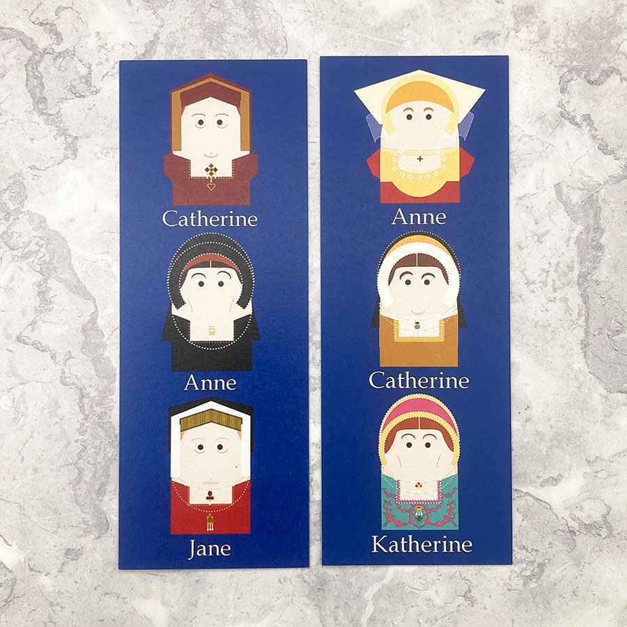 Two bookmarks showing the six wives of Henry VIII