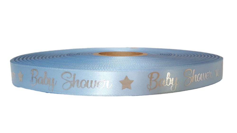 Baby Shower Blue Satin Ribbon: 5 Metres x  15mm Wide