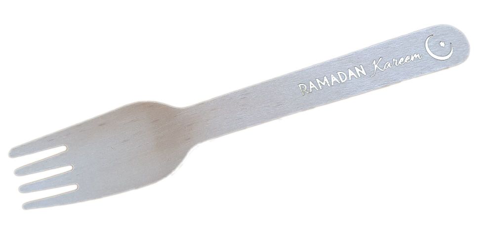 Ramadan Gold Foiled Wooden Fork - 166mm - Pack of 10