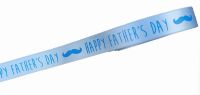 Father's Day Pale Blue Satin Ribbon with Blue Foil - 15mm - 5 Mtr