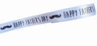 Father's Day White Satin Ribbon With Black Foil - 15mm -  5 Mtr