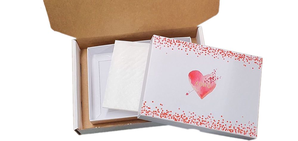 Bundle - Heart Printed Large Non-Window Cookie Box Bundle Packaging - Postal Box, Box & Padding  Measurements in Description - Pack of 10