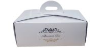 White Afternoon Tea Foiled Handle Presentation Box With Divider Insert - 222mm x 152mm x 85mm - Pack of 10
